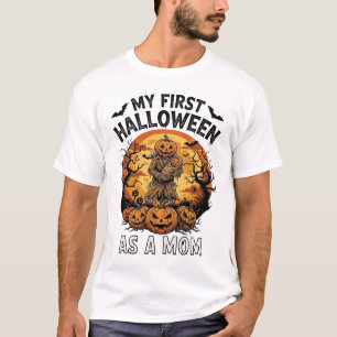 First Halloween As Mum Pumpkin Scarecrow Baby Moon T-Shirt