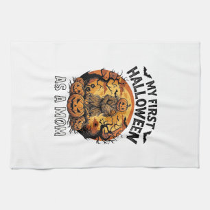 First Halloween As Mum Pumpkin Scarecrow Baby Moon Tea Towel