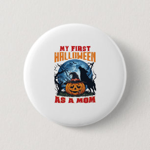 First Halloween As Mum Pumpkin Wolf Moon_1 6 Cm Round Badge