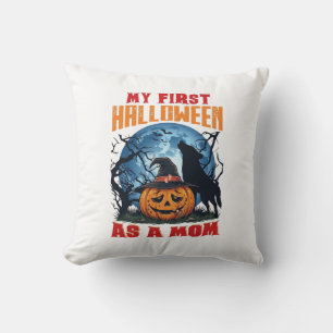 First Halloween As Mum Pumpkin Wolf Moon_1 Cushion