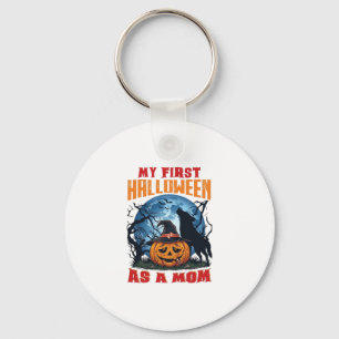 First Halloween As Mum Pumpkin Wolf Moon_1 Key Ring