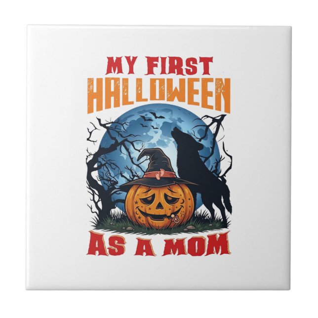 First Halloween As Mum Pumpkin Wolf Moon_1 Tile (Front)