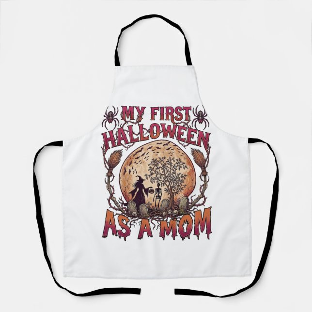 First Halloween As Mum Witch Skeleton Moon_1 Apron (Front)