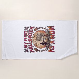 First Halloween As Mum Witch Skeleton Moon_1 Beach Towel