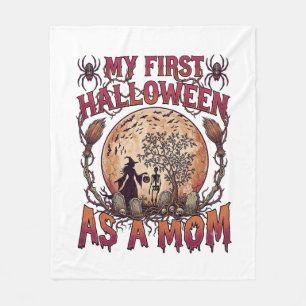 First Halloween As Mum Witch Skeleton Moon_1 Fleece Blanket