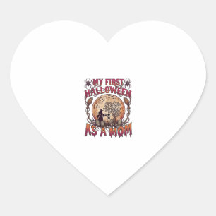 First Halloween As Mum Witch Skeleton Moon_1 Heart Sticker