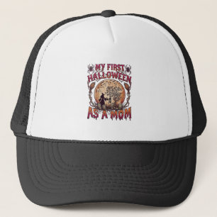 First Halloween As Mum Witch Skeleton Moon_1 Trucker Hat