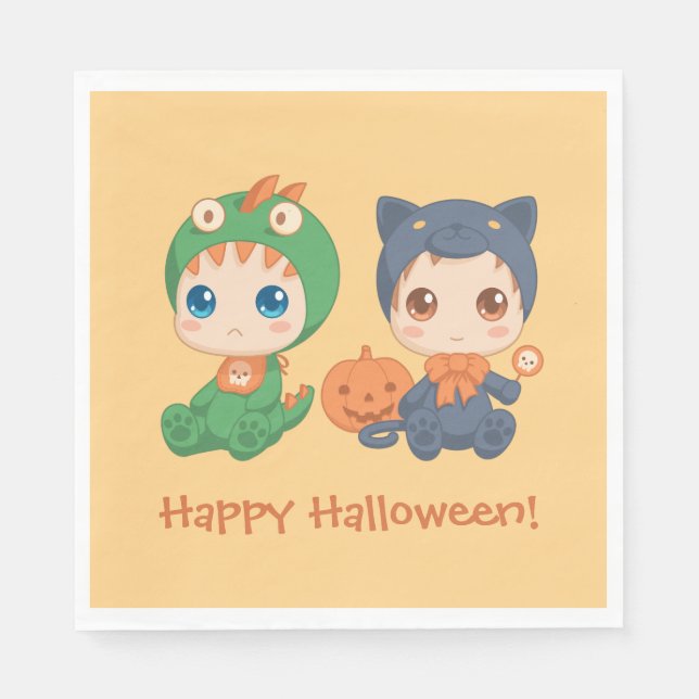 First Halloween Babies Black Cat Dragon Costume Napkin (Front)