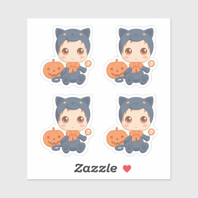 First Halloween Baby Black Cat Costume Set of 4 (Sheet)