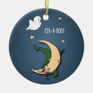 First Halloween Baby Peek A Boo Witch with Ghost Ceramic Tree Decoration