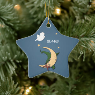 First Halloween Baby Peek A Boo Witch with Ghost Ceramic Tree Decoration