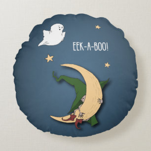 First Halloween Baby Peek A Boo Witch with Ghost Round Cushion