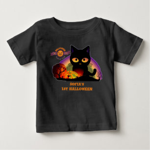 First Halloween Black Cat Toddler Baby T-Shirt