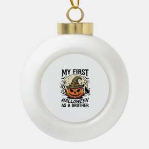 First Halloween Brother Vintage Pumpkin Moon Shirt Ceramic Ball Christmas Ornament