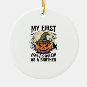 First Halloween Brother Vintage Pumpkin Moon Shirt Ceramic Tree Decoration