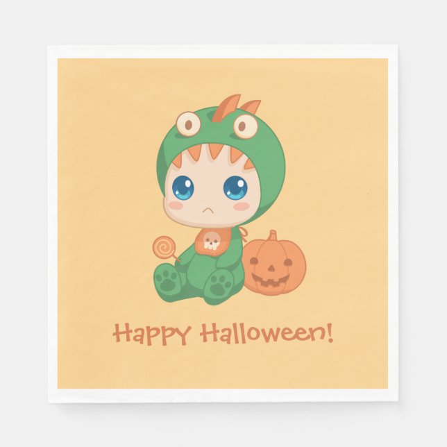 First Halloween Cute Baby Dragon Dinosaur Costume Napkin (Front)