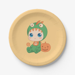First Halloween Cute Baby Dragon Dinosaur Costume Paper Plate