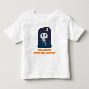 First Halloween Cute Skeleton Cartoon Personalised Toddler T-Shirt