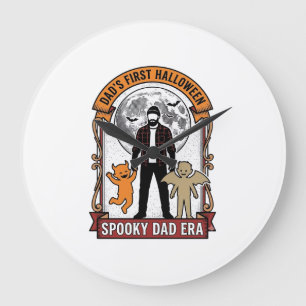First Halloween Dad Shirt Vintage Spooky Family Gr Large Clock