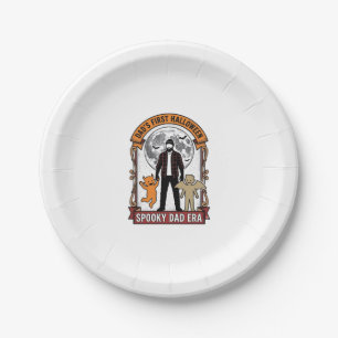 First Halloween Dad Shirt Vintage Spooky Family Gr Paper Plate