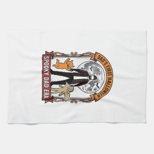 First Halloween Dad Shirt Vintage Spooky Family Gr Tea Towel
