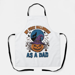 First Halloween Dad Vintage Pumpkin Wolf Shirt_1 Apron