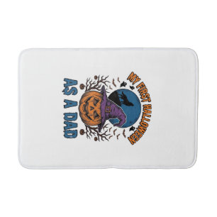 First Halloween Dad Vintage Pumpkin Wolf Shirt_1 Bath Mat