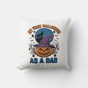 First Halloween Dad Vintage Pumpkin Wolf Shirt_1 Cushion