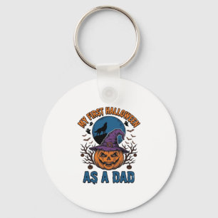 First Halloween Dad Vintage Pumpkin Wolf Shirt_1 Key Ring