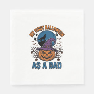 First Halloween Dad Vintage Pumpkin Wolf Shirt_1 Napkin
