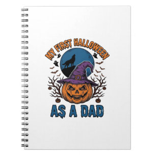First Halloween Dad Vintage Pumpkin Wolf Shirt_1 Notebook