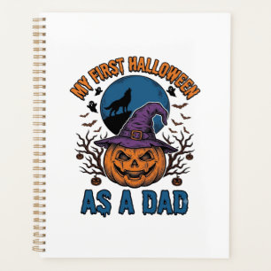 First Halloween Dad Vintage Pumpkin Wolf Shirt_1 Planner