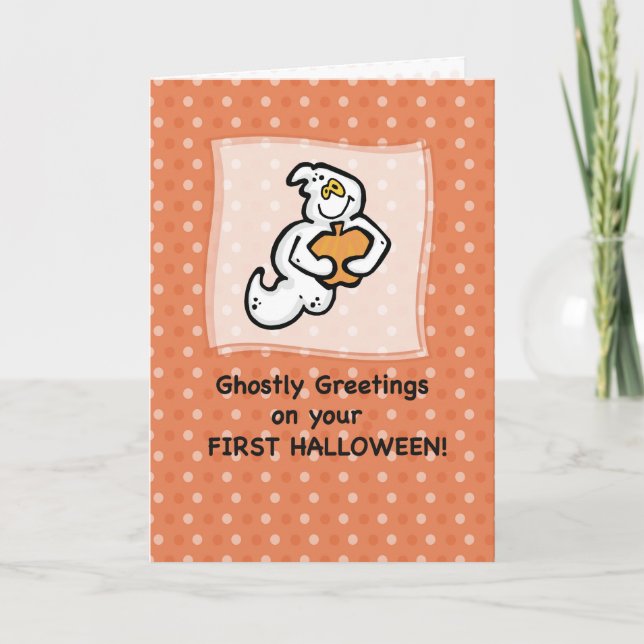 First Halloween, Ghostly Greetings Card (Front)