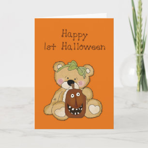First Halloween Girl Bear Card
