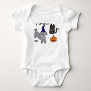 First Halloween Grey Poodle #1 Baby Bodysuit