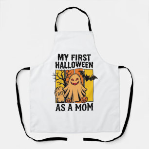 First Halloween Mum Shirt Vintage Ghost Design_1 Apron