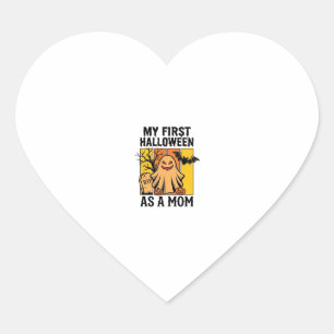 First Halloween Mum Shirt Vintage Ghost Design_1 Heart Sticker