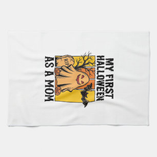 First Halloween Mum Shirt Vintage Ghost Design_1 Tea Towel