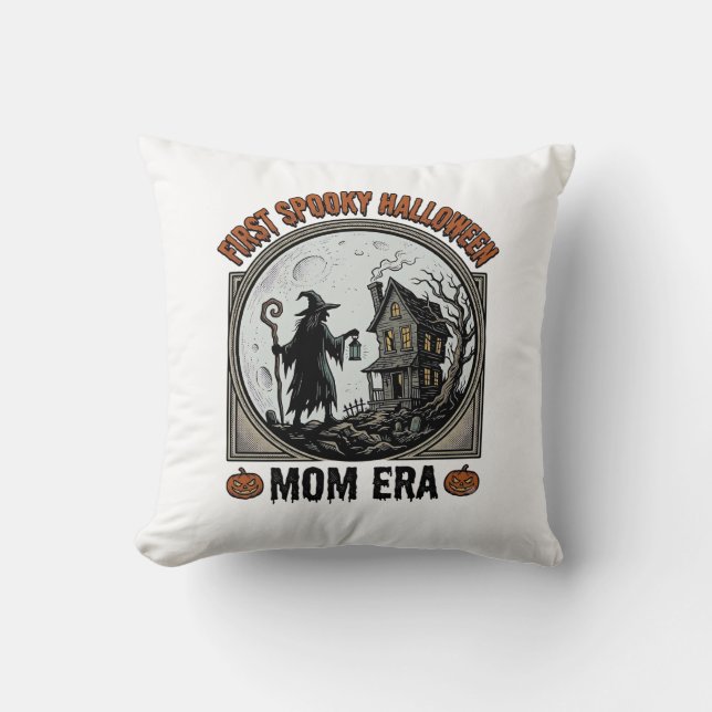 First Halloween Mum Vintage Engraving Haunted Witc Cushion (Front)