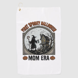 First Halloween Mum Vintage Engraving Haunted Witc Golf Towel