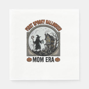 First Halloween Mum Vintage Engraving Haunted Witc Napkin