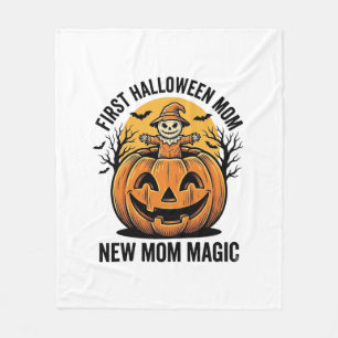 First Halloween Mum Vintage Pumpkin Bat Shirt_1 Fleece Blanket