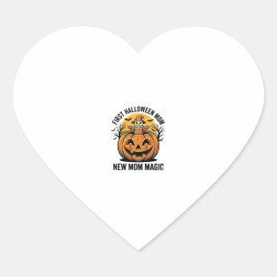 First Halloween Mum Vintage Pumpkin Bat Shirt_1 Heart Sticker