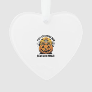 First Halloween Mum Vintage Pumpkin Bat Shirt_1 Ornament