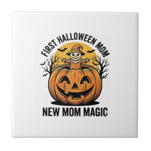 First Halloween Mum Vintage Pumpkin Bat Shirt_1 Tile