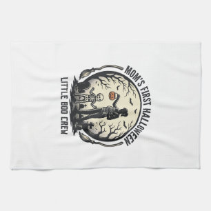 First Halloween Mum Vintage Spooky Moon Shirt_1 Tea Towel