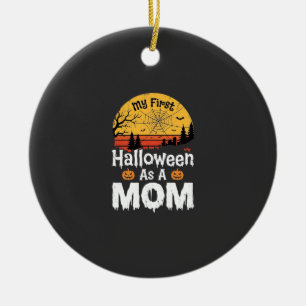 First Halloween Mum Vintage Sunset Design_1 Ceramic Tree Decoration