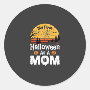 First Halloween Mum Vintage Sunset Design_1 Classic Round Sticker