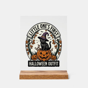 First Halloween Outfit Vintage Black Cat Pumpkin_1 Acrylic Sign
