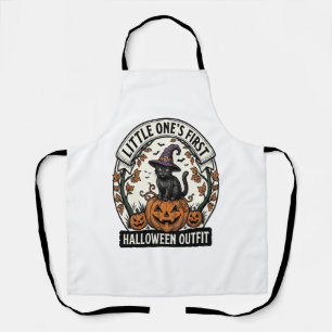 First Halloween Outfit Vintage Black Cat Pumpkin_1 Apron